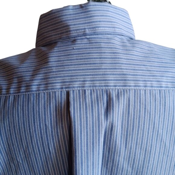 Vintage 1980s Work Shirt Mens Union XL 17.5-32 American Made Striped Oxford - Picture 5 of 6